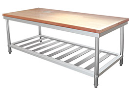 Stainless steel two layer worktable with wood