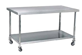 Two layer worktable with wheels